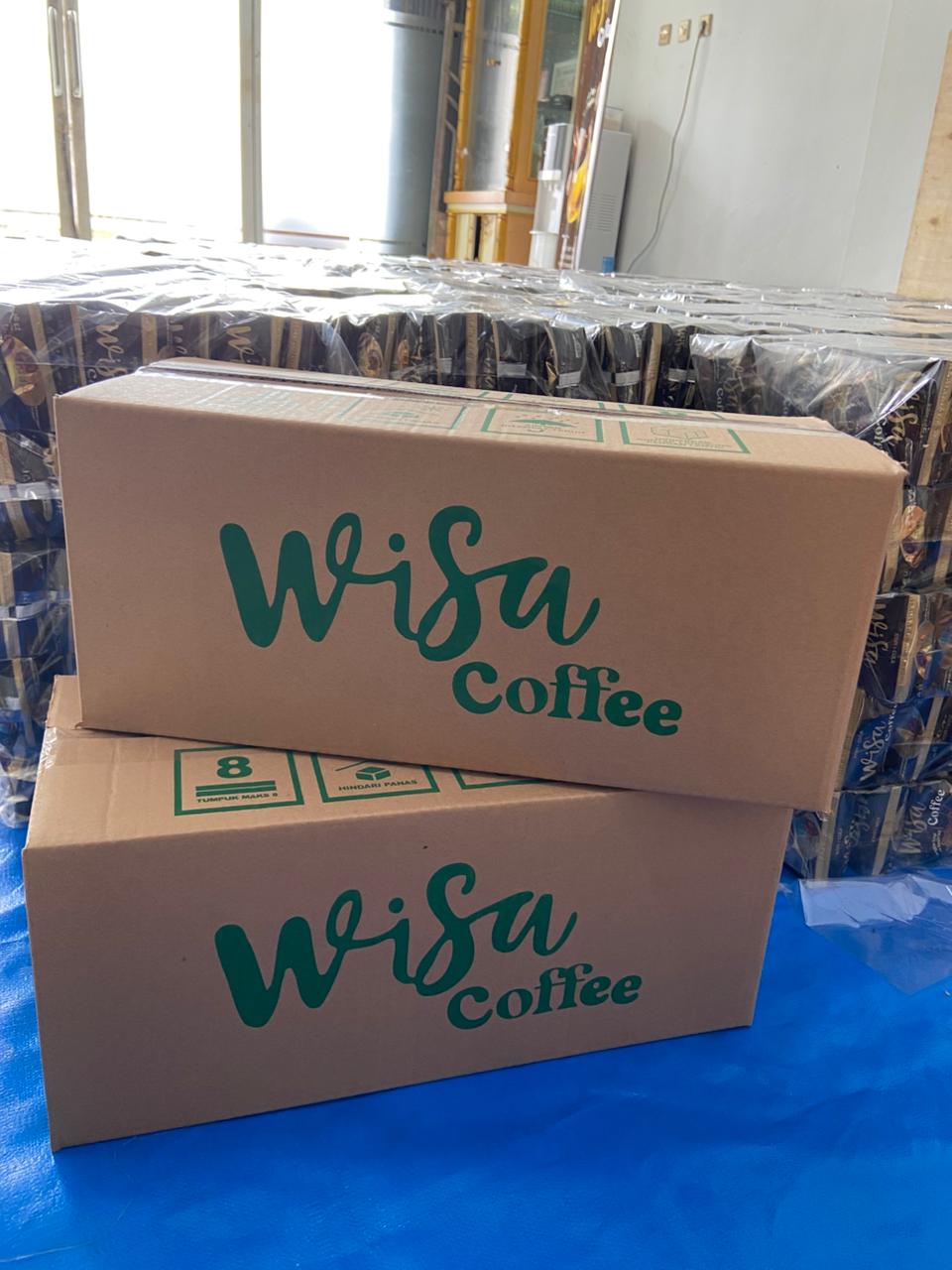 Kemasan dus Wisa Coffee siap kirim